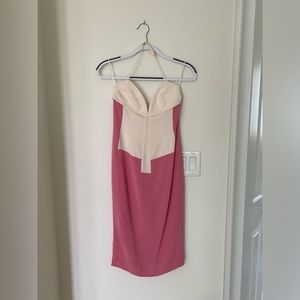 Narciso Rodriguez vintage runway white and pink silk halter dress (Size 4)